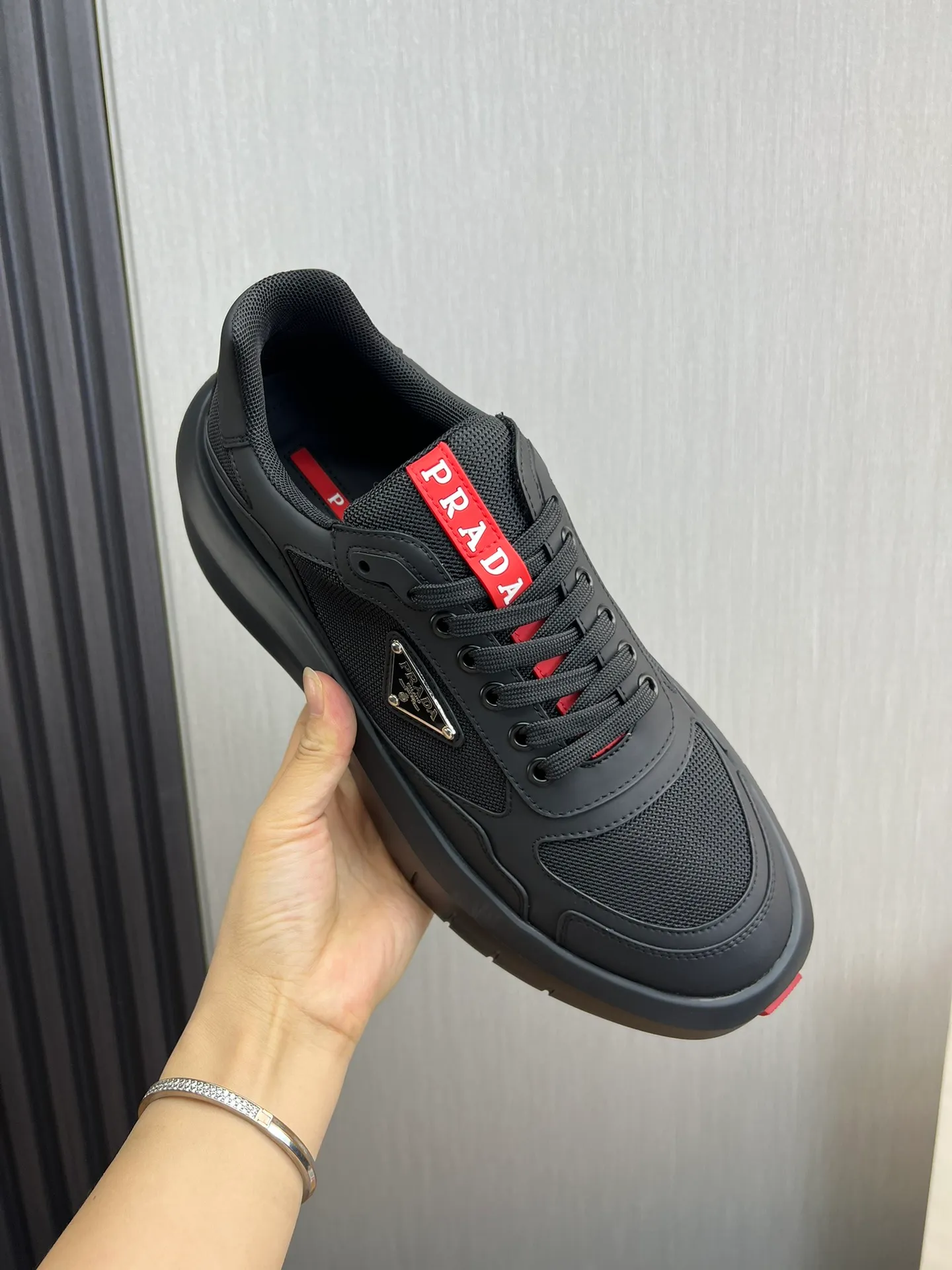 Men's shoes 💰620💰 [PRADA] Men's shoes are popular in the counter, official website is synchronized, high-quality shipments ✔️Original cowhide stitching mesh + cowhide lining, 1🆚1 replica, original original bottom, 38-45 (45 customized, non-refundable)